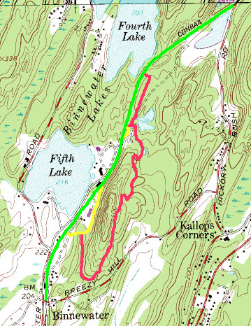 Map showing route of old and proposed rail trail routes as described in text.